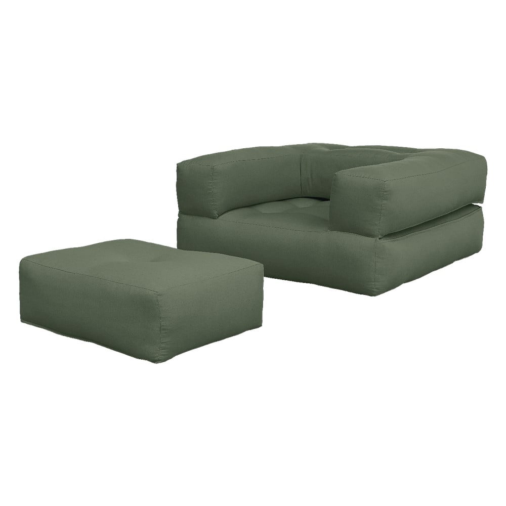 Cube Olive Green zöld kinyitható fotel - Karup Design