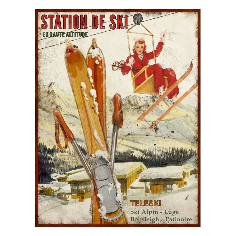 Station de Ski dekorációs fémtábla