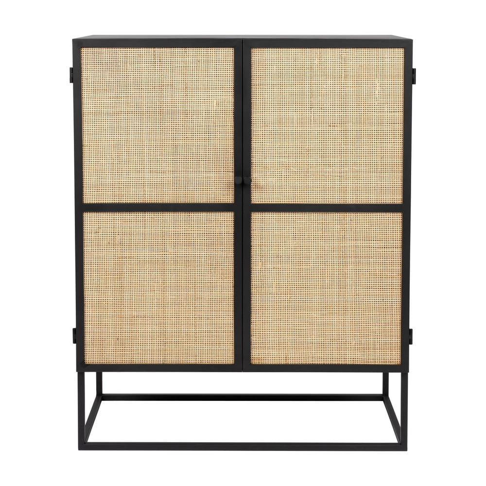 Fekete rattan magas komód 80x100 cm Guuji - White Label