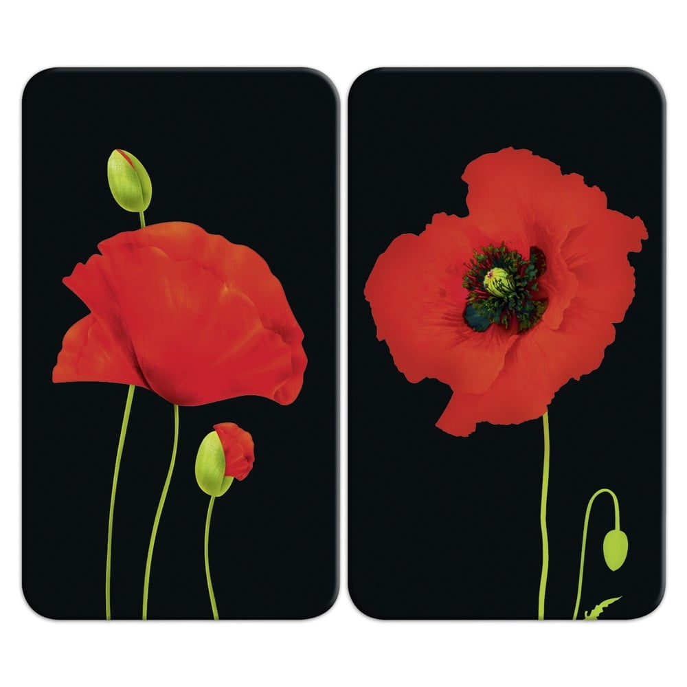 Edzett üveg tűzhely fedőlap szett 2 db-os 52x30 cm Poppy - Maximex