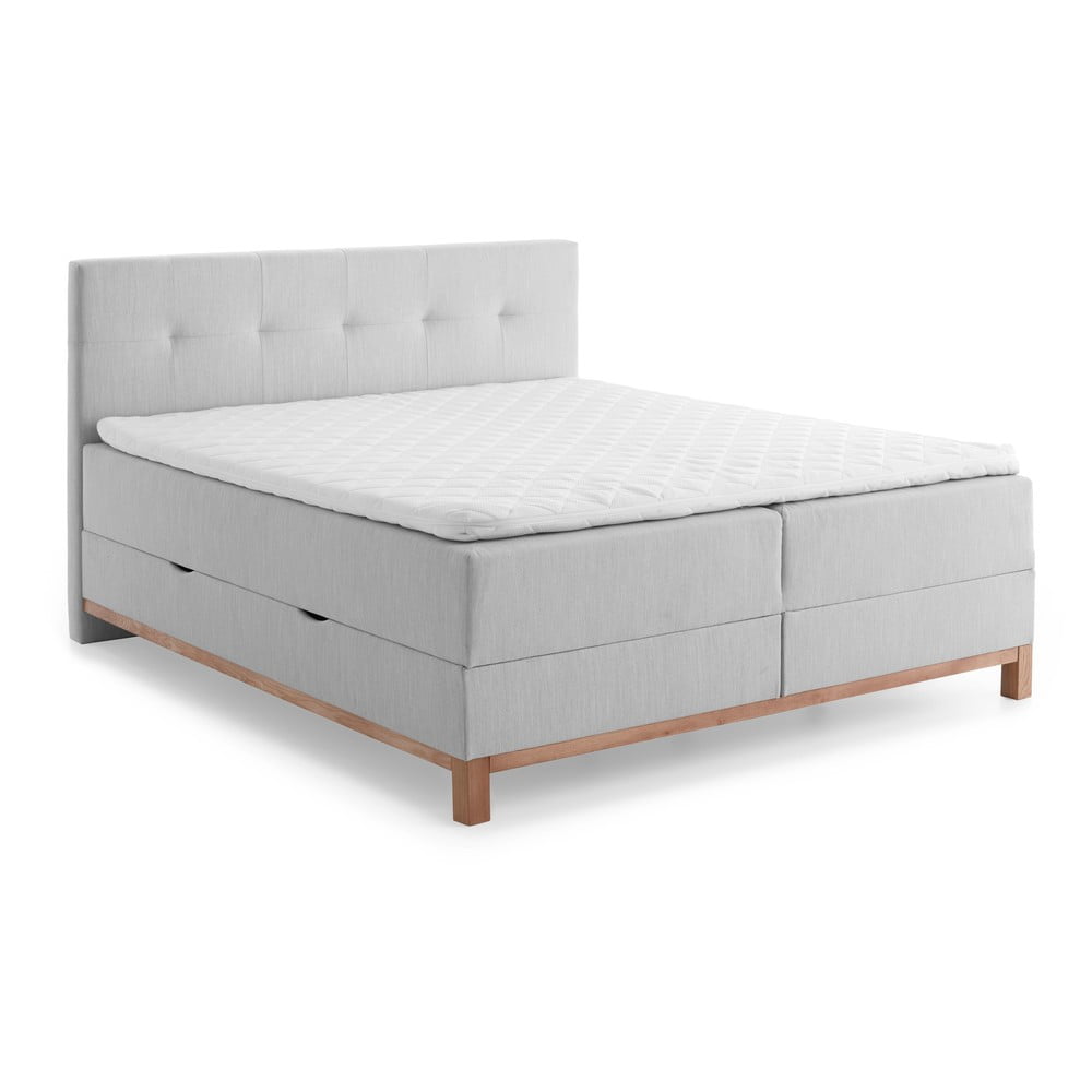 Világosszürke boxspring ágy tárolóhellyel 180x200 cm Catania - Meise Möbel