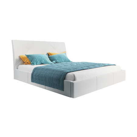 Kárpitozott ágy KARO mérete 160x200 cm Fehér műbőr TT-FURNITURE