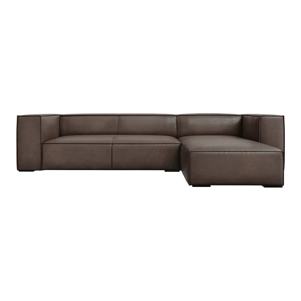 Barna bőr sarokkanapé (jobb oldali) Madame – Windsor & Co Sofas