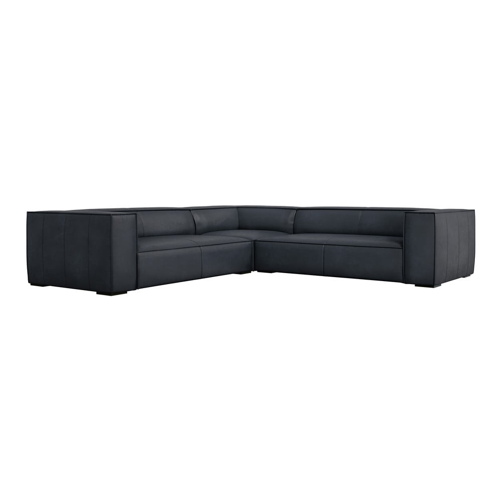 Fekete bőr sarokkanapé (variálható) Madame – Windsor & Co Sofas