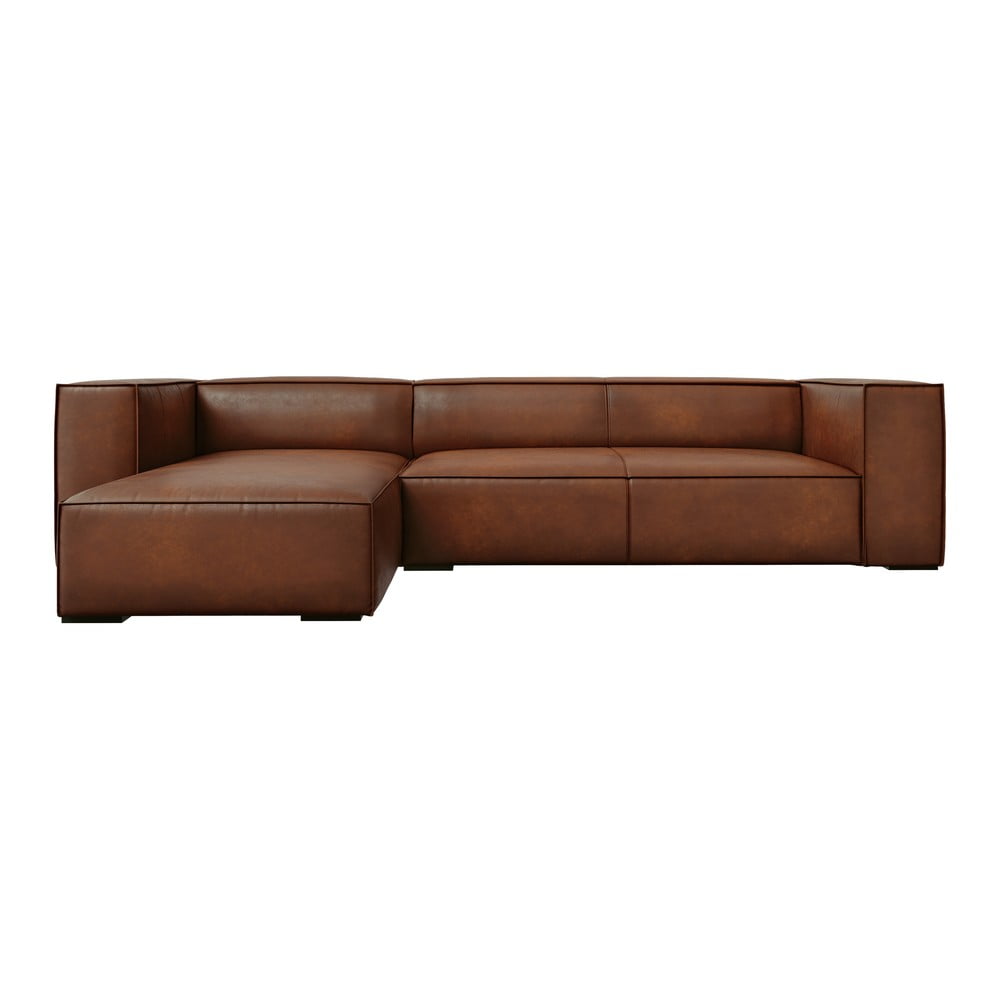 Konyakbarna bőr sarokkanapé (bal oldali) Madame – Windsor & Co Sofas