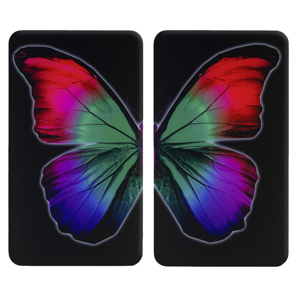 Edzett üveg tűzhely fedőlap szett 2 db-os 52x30 cm Butterfly by Night – Wenko