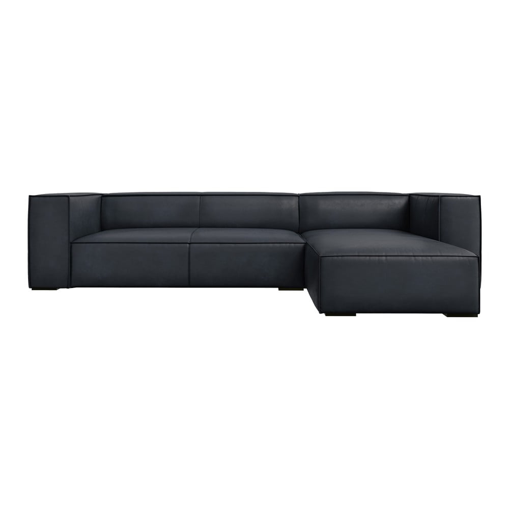 Fekete bőr sarokkanapé (jobb oldali) Madame – Windsor & Co Sofas