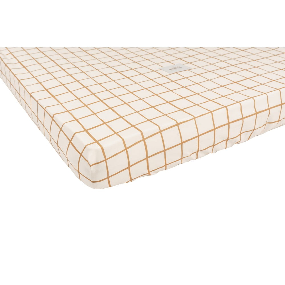 Gumis pamut gyerek lepedő babaágyhoz 60x120 cm Camel Check – Malomi Kids