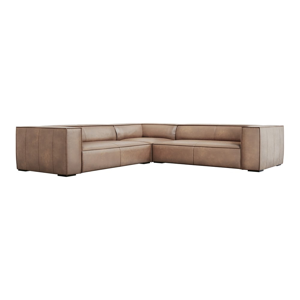 Világosbarna bőr sarokkanapé (variálható) Madame – Windsor & Co Sofas