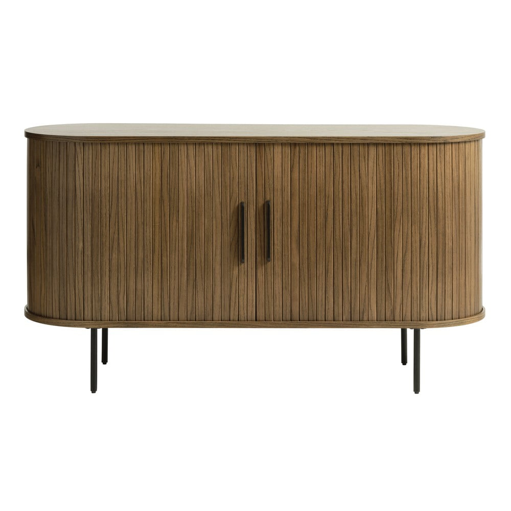 Barna alacsony komód tölgyfa dekorral 140x76 cm Nola – Unique Furniture