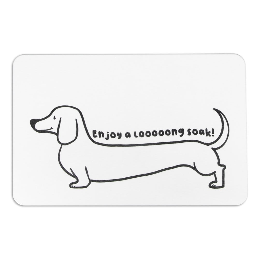 Fehér fürdőszobai kilépő 39x60 cm Dachshund – Artsy Doormats