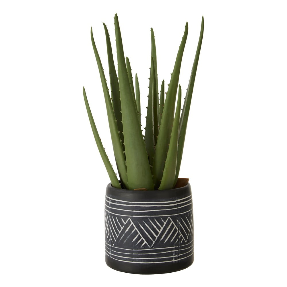 Fiori mű aloe vera fekete-fehér kerámiakaspóban - Premier Housewares