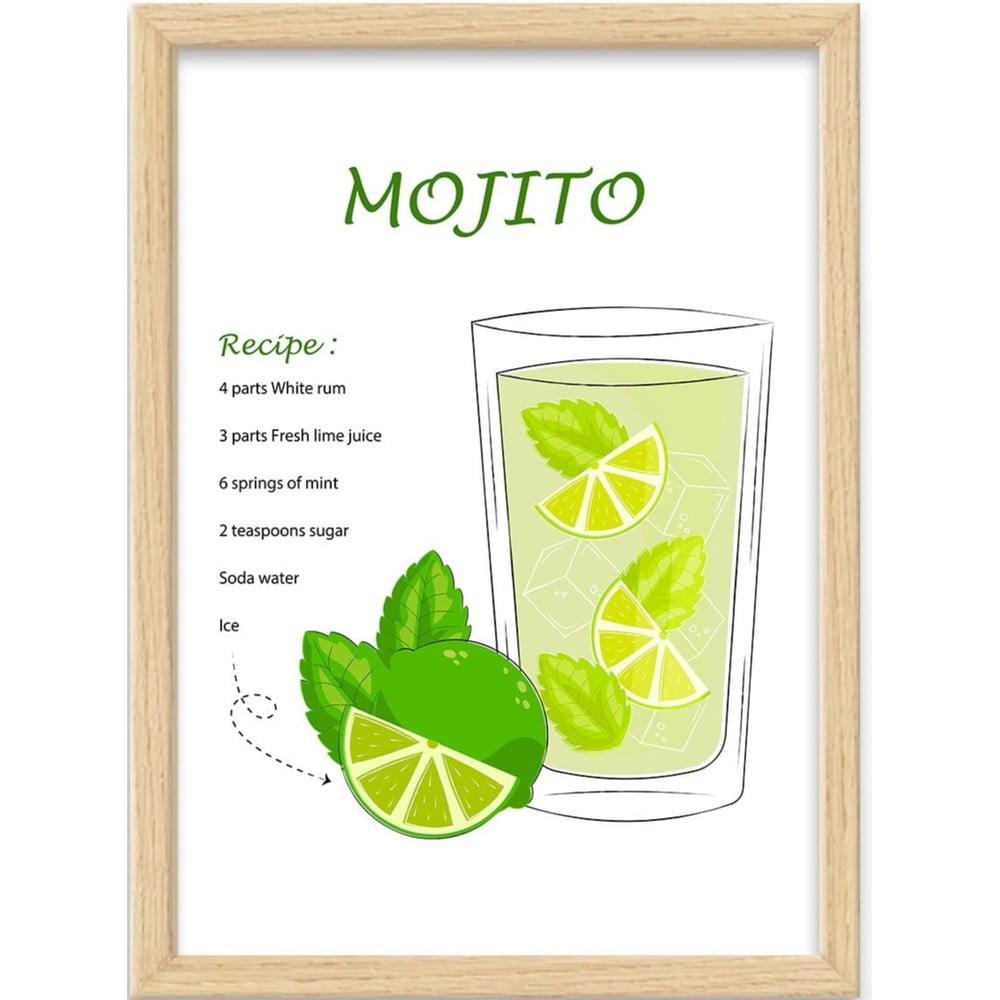 Keretezett poszter 40x55 cm Mojito – Wallity