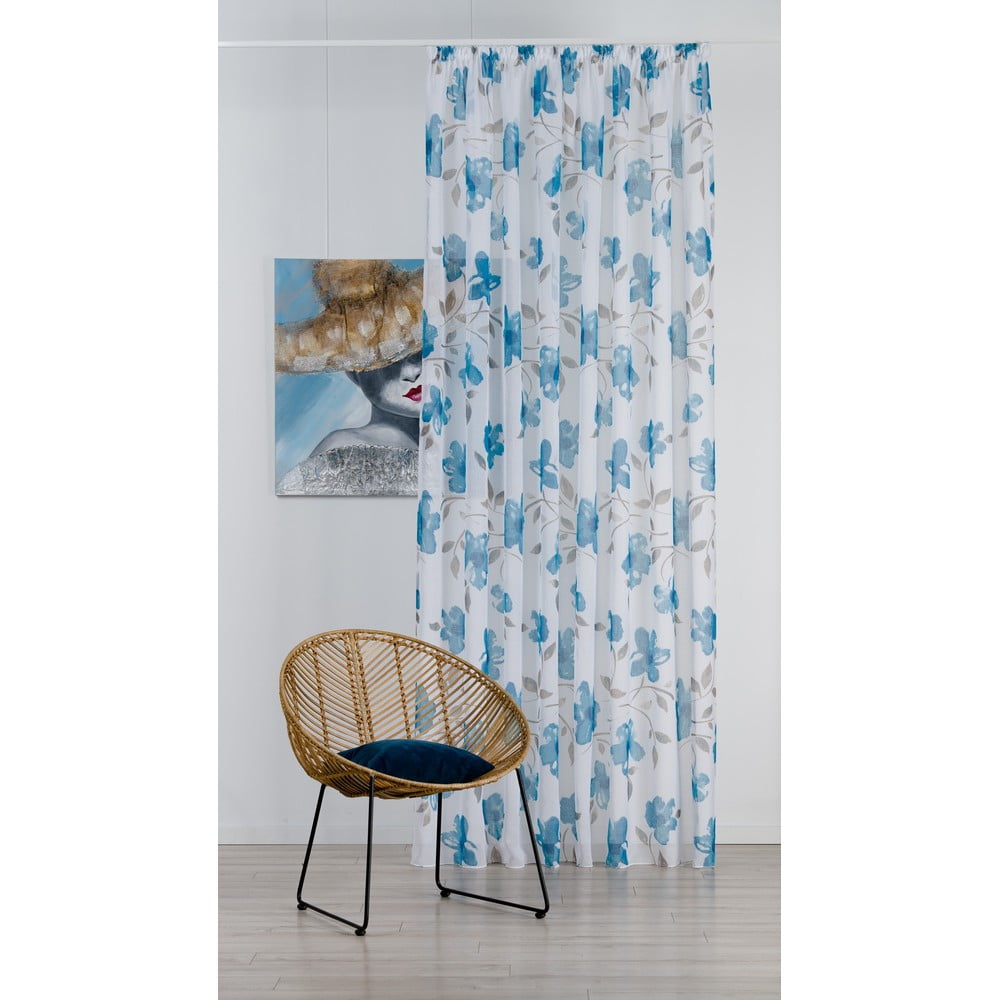 Fehér-kék átlátszó függöny 300x260 cm Mariola – Mendola Fabrics