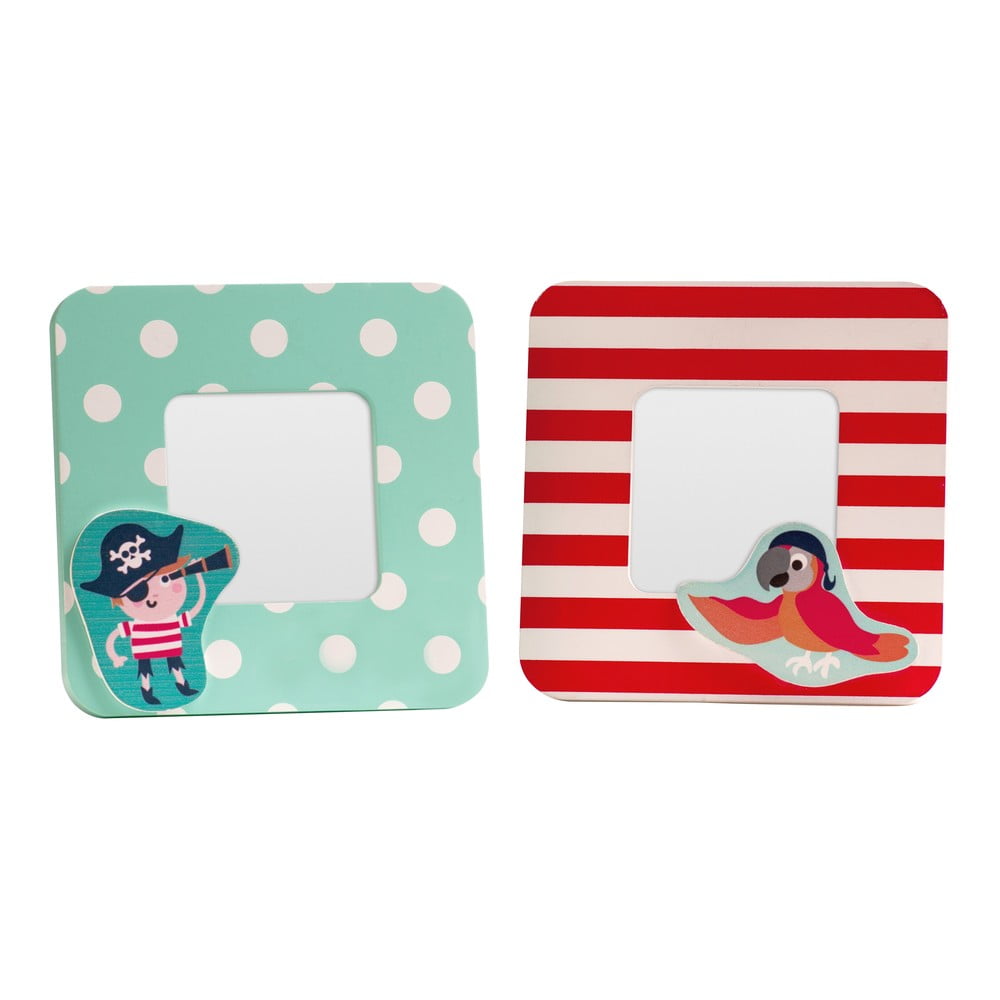 Piros-türkiz fa képkeret szett 2 db-os 12x12 cm Pirate – Premier Housewares