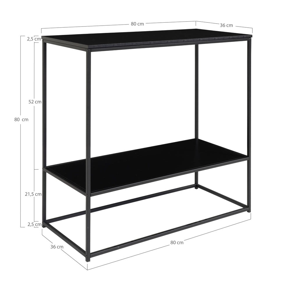 Fekete konzolasztal fekete asztallappal 80x36 cm Vita – House Nordic