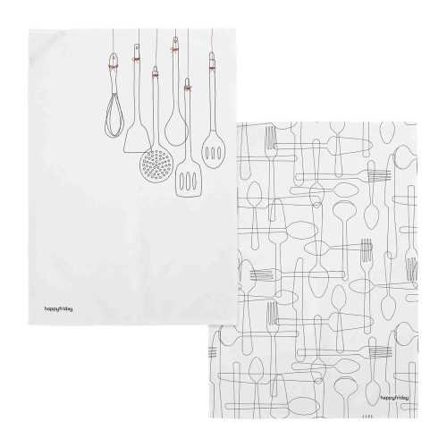 Pamut konyharuha szett 2 db-os 50x70 cm Cutlery – Happy Friday