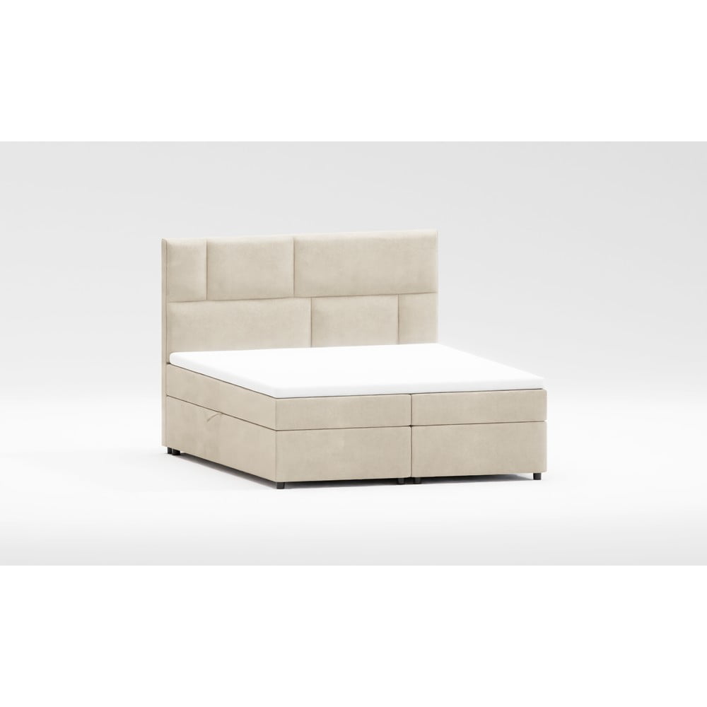 Bézs ágyneműtartós boxspring ágy 140x200 cm Lola – Ropez