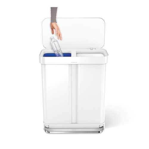 Fehér acél pedálos szemetes 58 l – simplehuman