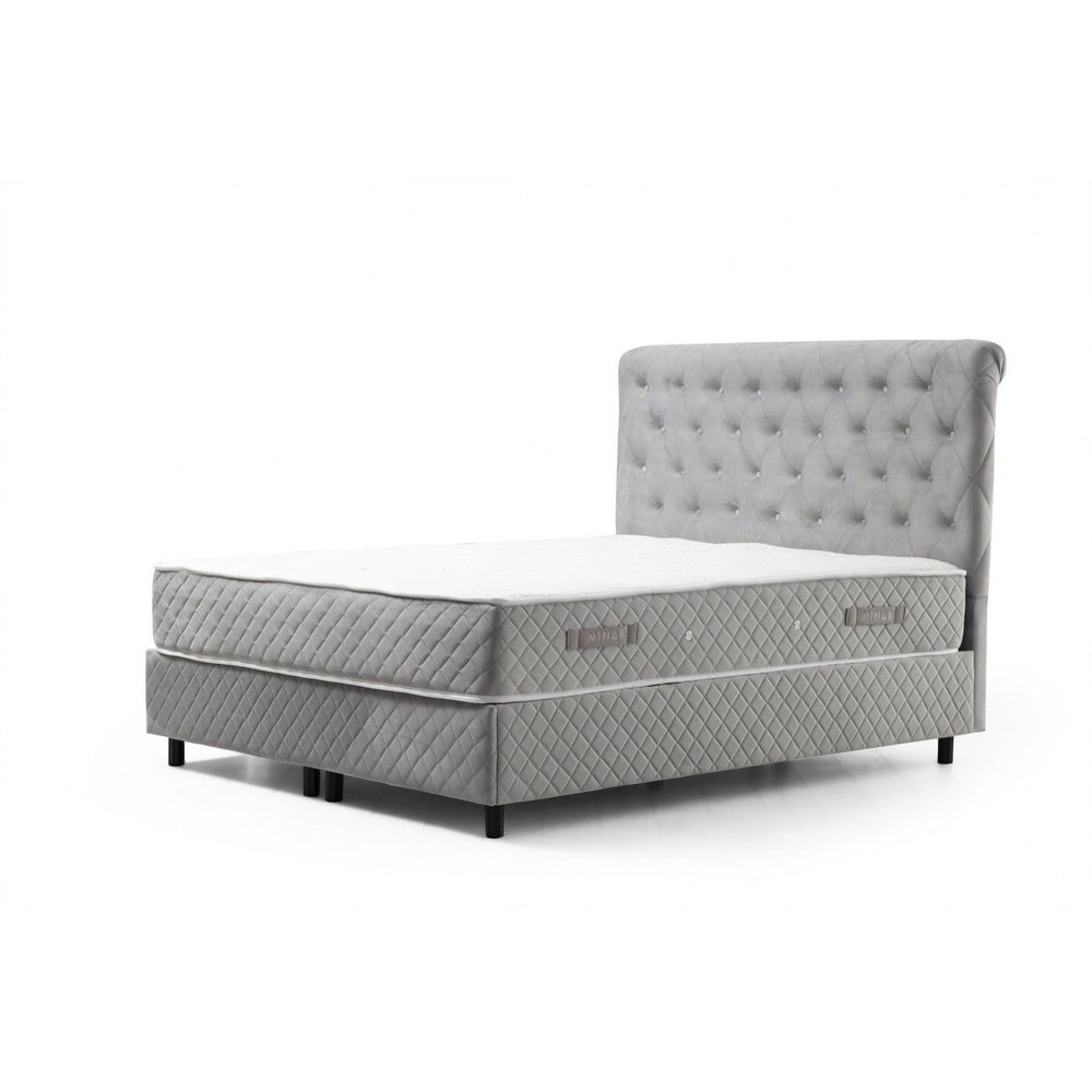 Világosszürke ágyneműtartós boxspring ágy 140x200 cm Sonata – Kalune Design