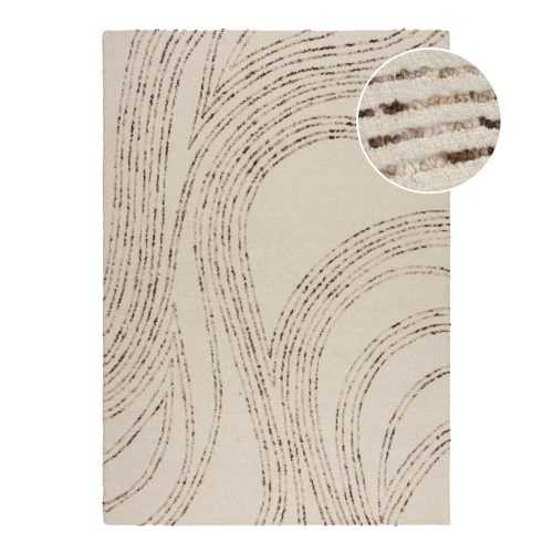 Barna-krémszínű gyapjú szőnyeg 80x150 cm Abstract Swirl – Flair Rugs