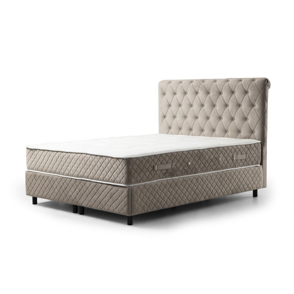 Bézs ágyneműtartós boxspring ágy 140x200 cm Sonata – Kalune Design