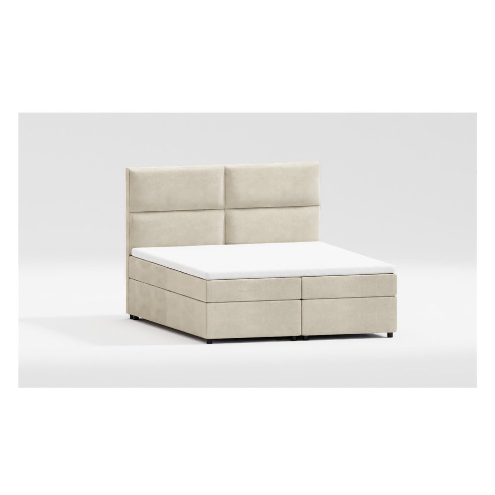 Bézs ágyneműtartós boxspring ágy 160x200 cm Rico – Ropez