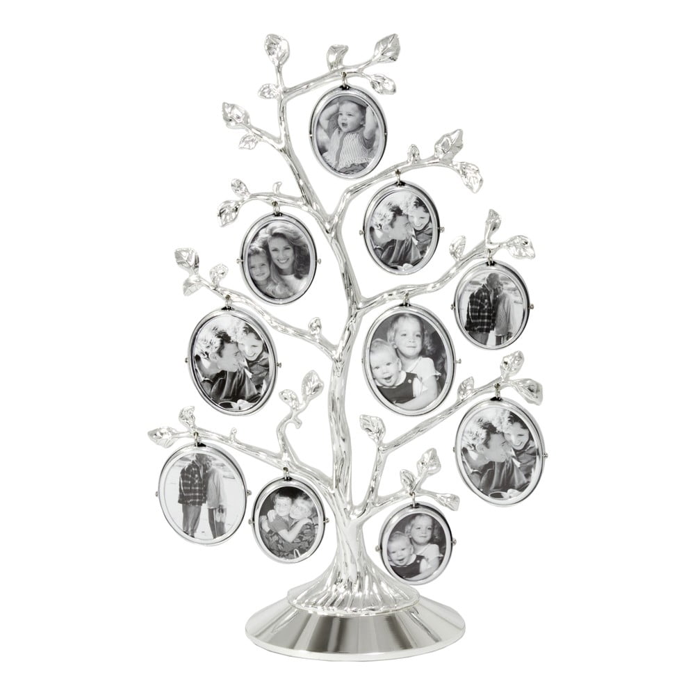 Ezüstszínű fém álló képkeret 27x18 cm Family Tree – Zilverstad