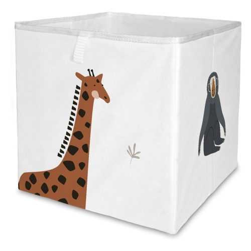 Fehér textil játéktároló doboz  32x32x32 cm Safari Animals – Butter Kings