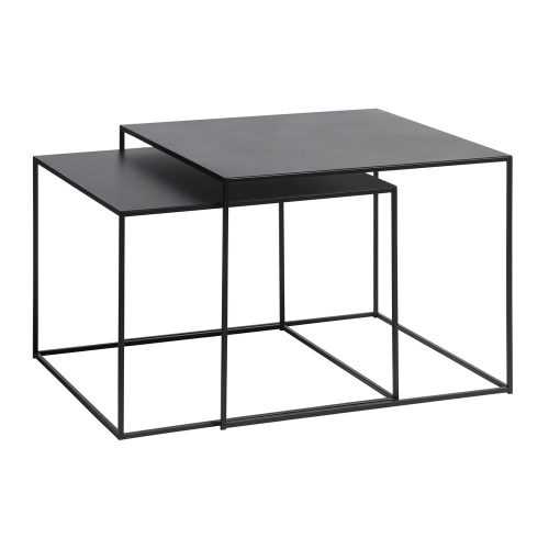 Fekete fém dohányzóasztal szett 2 db-os 65x65 cm Pebble – Unique Furniture