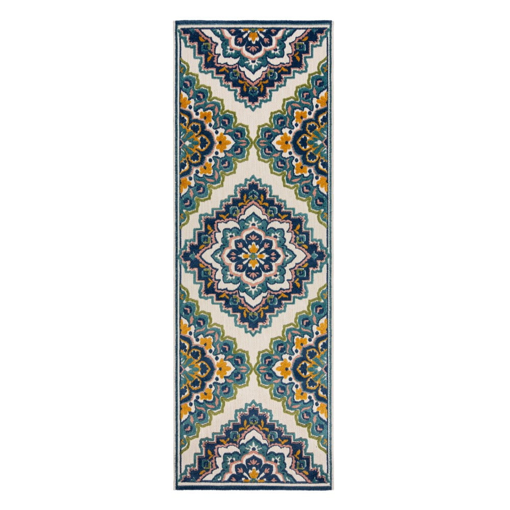 Kék kültéri szőnyeg 80x230 cm Beach Floral – Flair Rugs