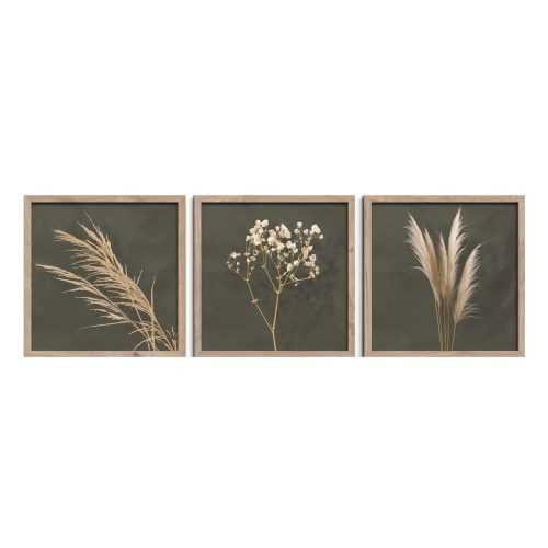 Keretezett poszter szett 3 db-os 30x30 cm Pampas – Styler