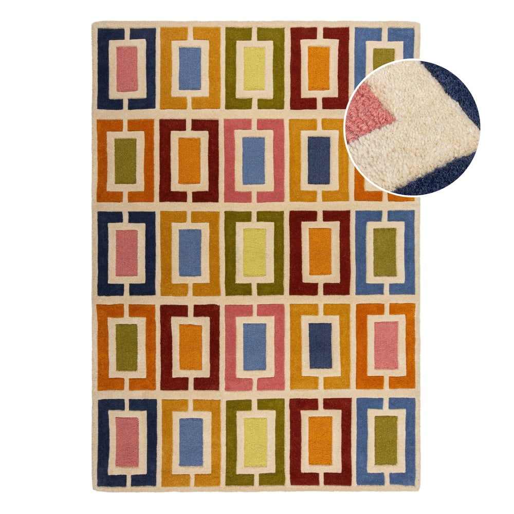 Kézi szövésű gyapjú szőnyeg 80x150 cm Retro Blocks – Flair Rugs