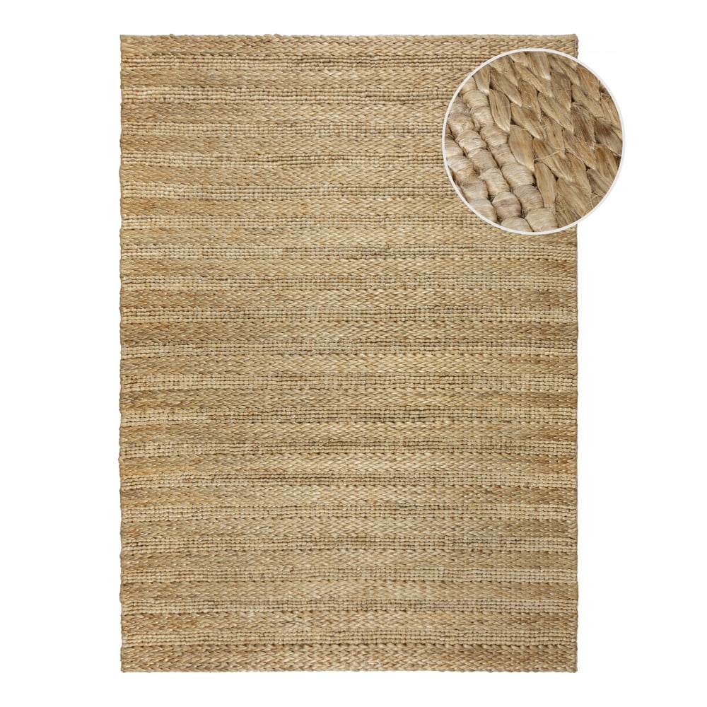 Natúr színű kézi szövésű kenaf szőnyeg 200x290 cm Drew Stripe – Flair Rugs