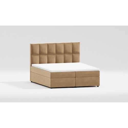 Okkersárga ágyneműtartós boxspring ágy 140x200 cm Flip – Ropez