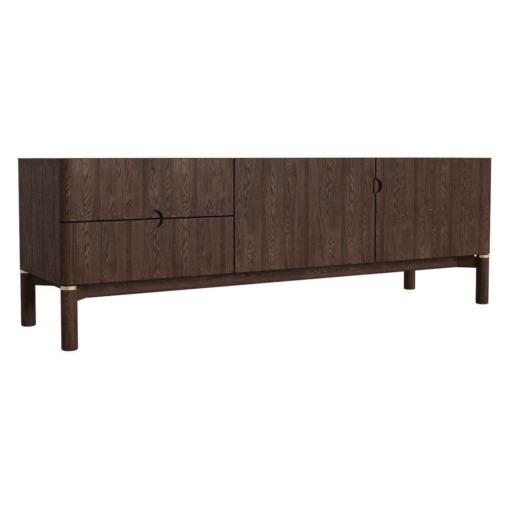 Sötétbarna TV-állvány tölgyfa dekorral 160x55 cm Arun – Unique Furniture