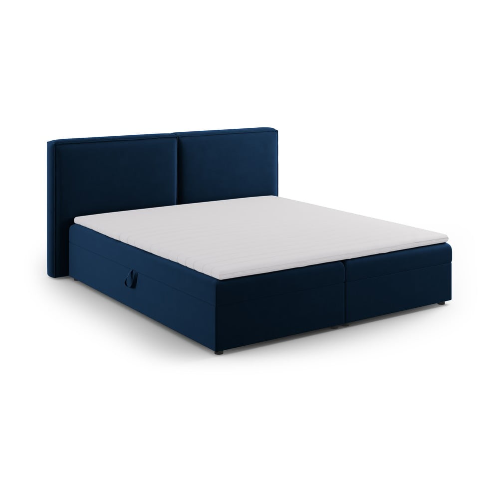 Sötétkék ágyneműtartós boxspring ágy 160x200 cm Arendal – Cosmopolitan Design