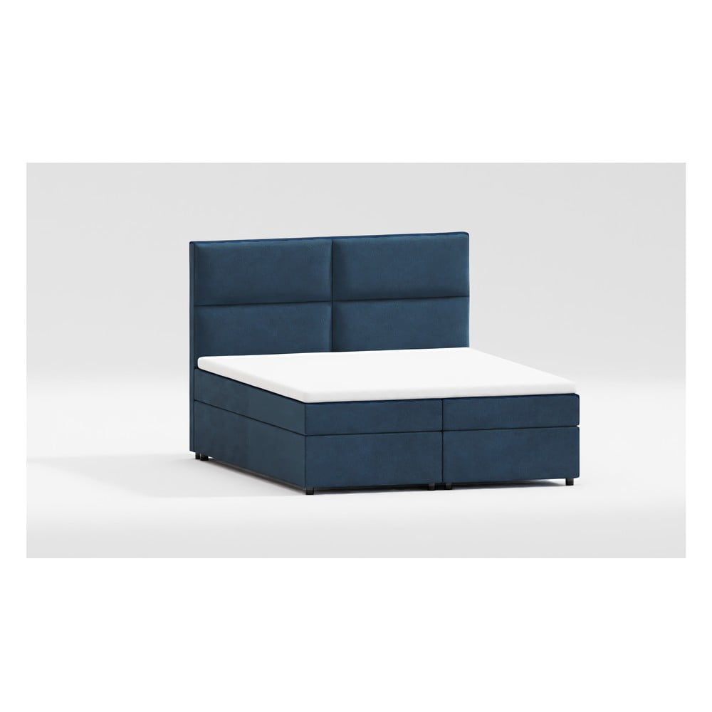 Sötétkék ágyneműtartós boxspring ágy 180x200 cm Rico – Ropez