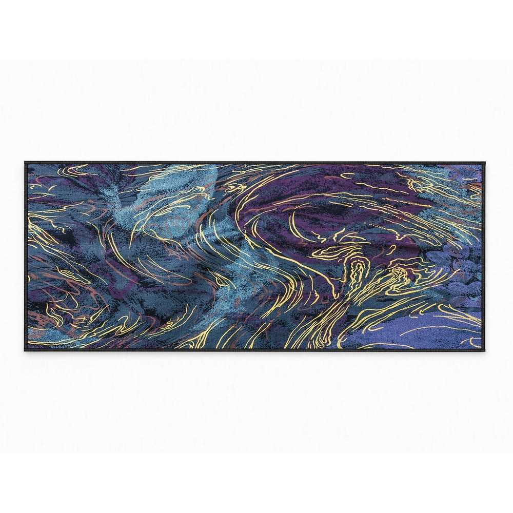 Sötétkék mosható futószőnyeg 80x200 cm Swirls – Oyo Concept