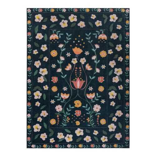 Sötétkék mosható szőnyeg 170x240 cm MATCH NORDIC FLORAL – Flair Rugs