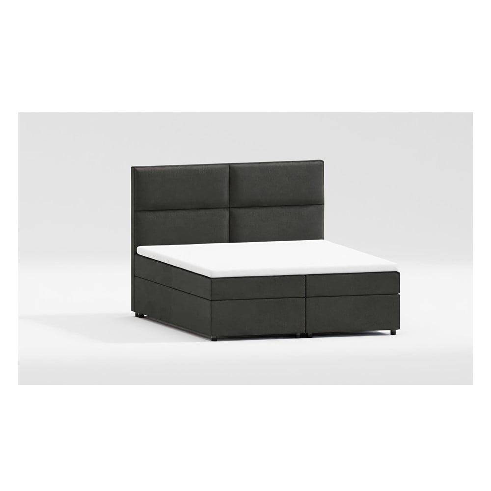 Sötétszürke ágyneműtartós boxspring ágy 200x200 cm Rico – Ropez