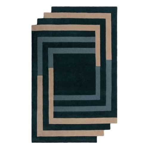 Sötétzöld kézi szövésű gyapjú szőnyeg 120x180 cm Labyrinth Shaped – Flair Rugs