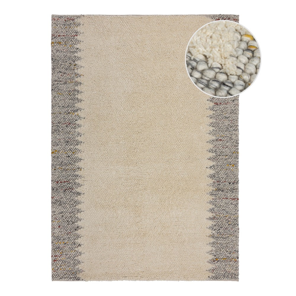 Szürke-krémszínű kézi szövésű gyapjúkeverék szőnyeg 160x230 cm Minerals Border – Flair Rugs