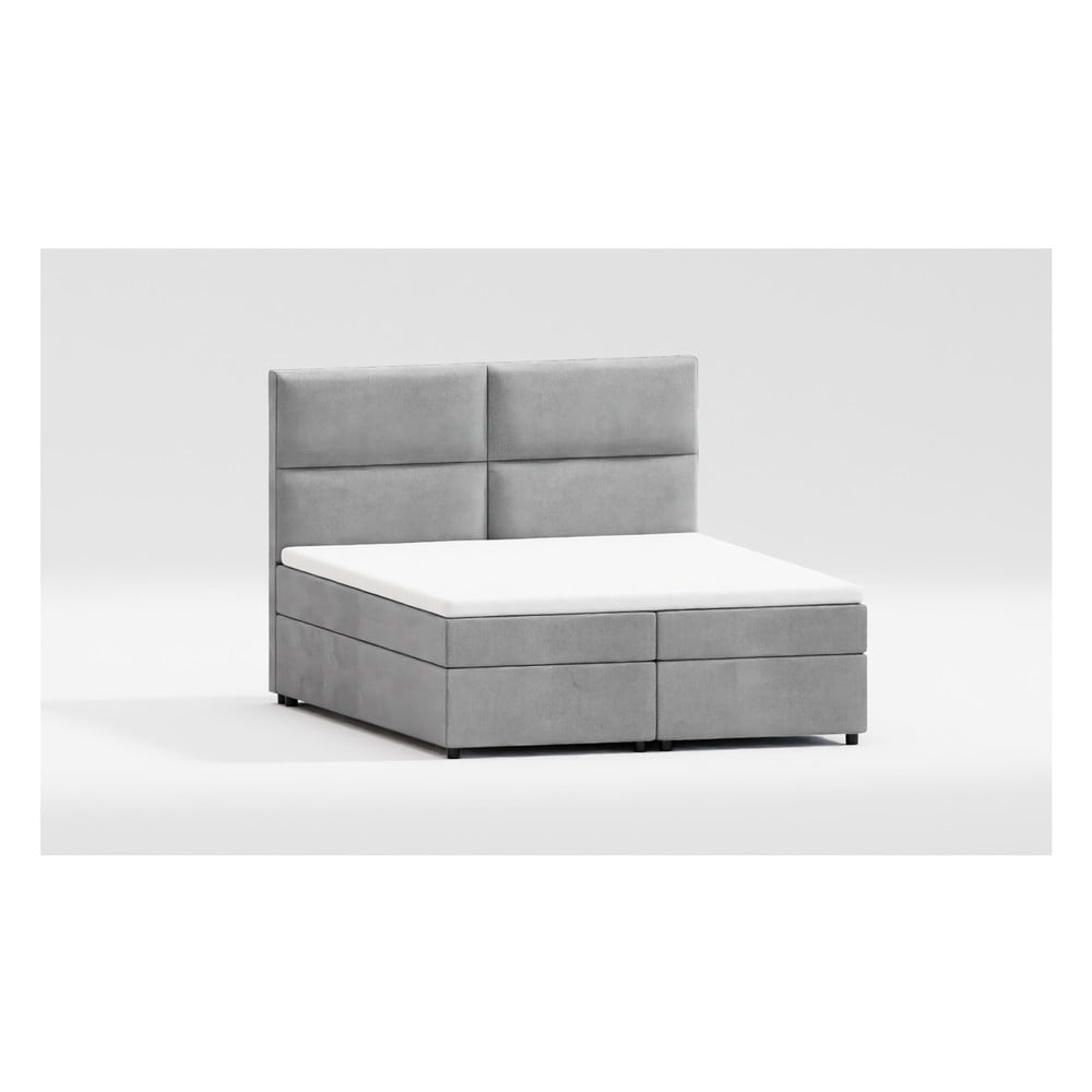 Világosszürke ágyneműtartós boxspring ágy 160x200 cm Rico – Ropez