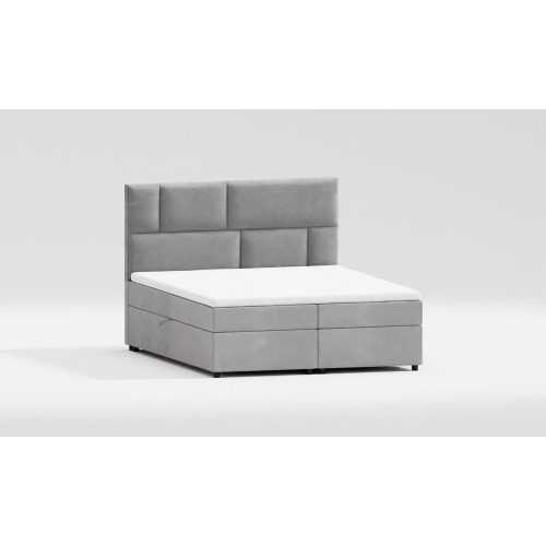 Világosszürke ágyneműtartós boxspring ágy 200x200 cm Lola – Ropez