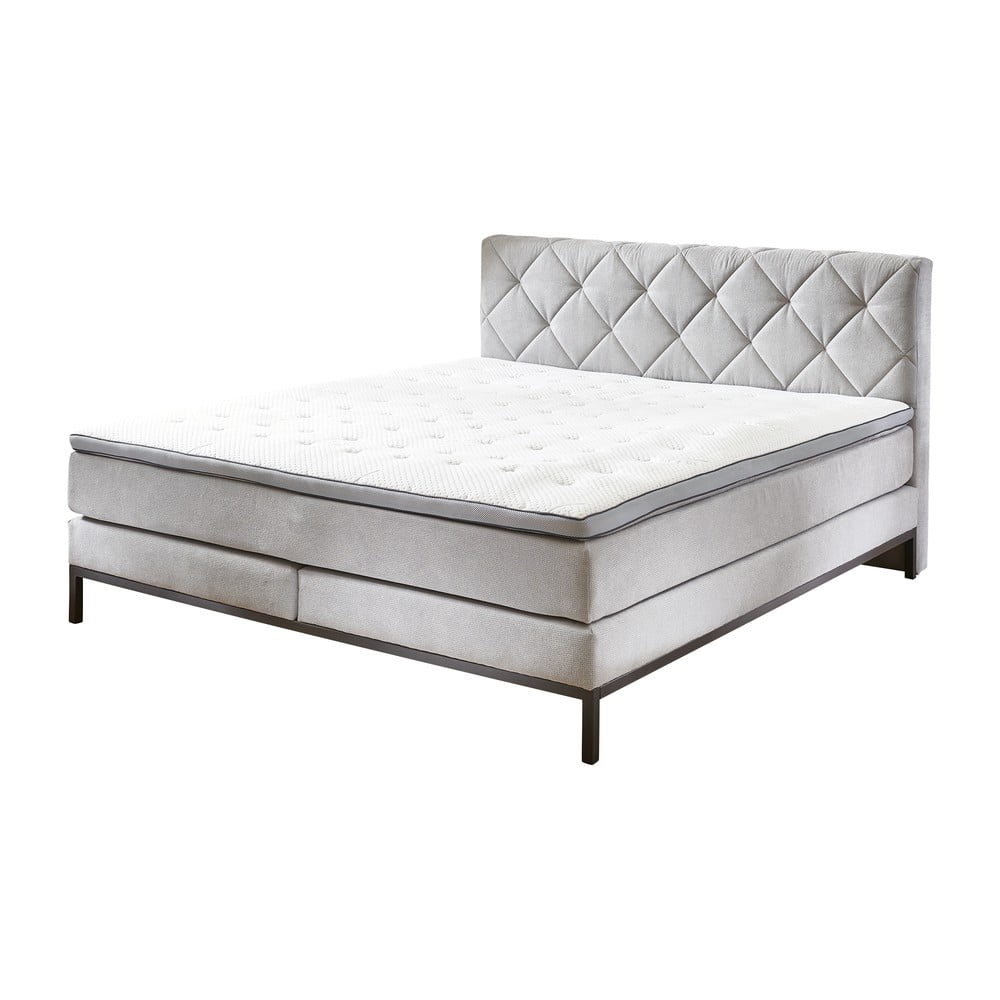 Világosszürke boxspring ágy 160x200 cm Rockaway – Rojaplast