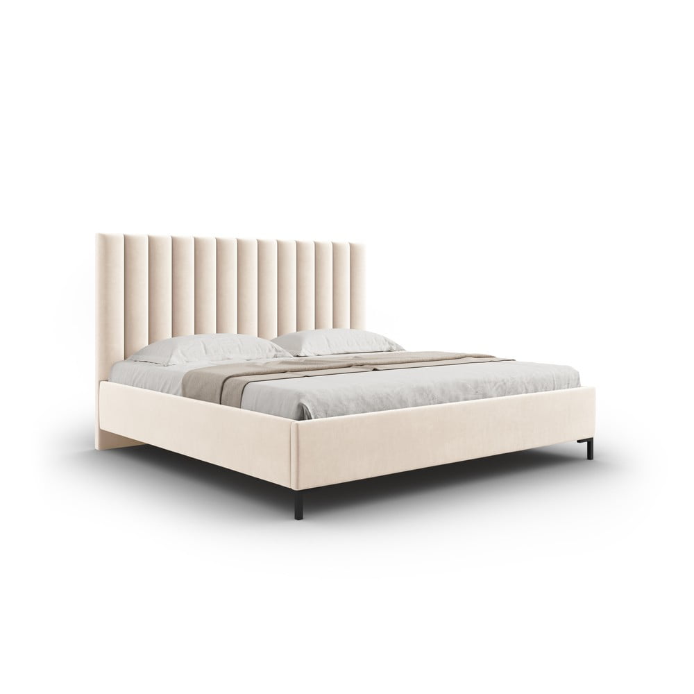 Bézs kárpitozott ágyneműtartós franciaágy ágyráccsal 140x200 cm Casey – Mazzini Beds