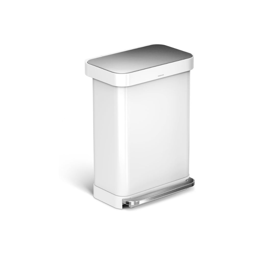 Fehér acél pedálos szemetes 55 l – simplehuman