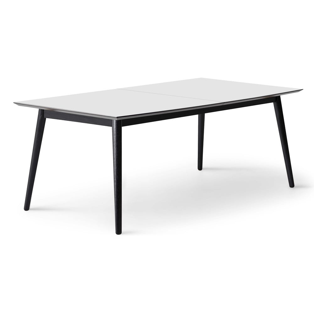 Fehér-fekete bővíthető étkezőasztal fehér asztallappal 100x210 cm Meza – Hammel Furniture