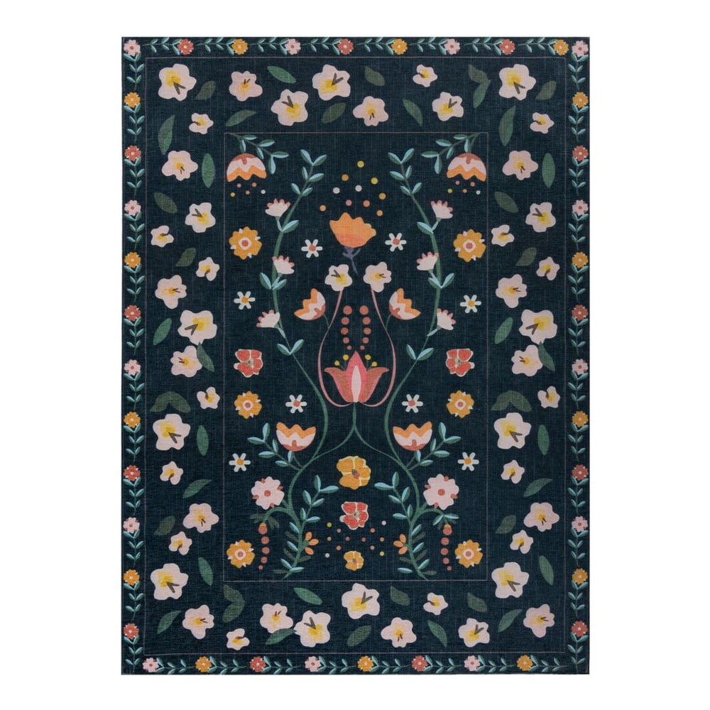 Sötétkék mosható szőnyeg 120x170 cm MATCH NORDIC FLORAL – Flair Rugs